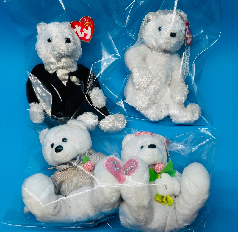 Photo 1 of 593597…TY bride and groom beanie babies in plastic bags 