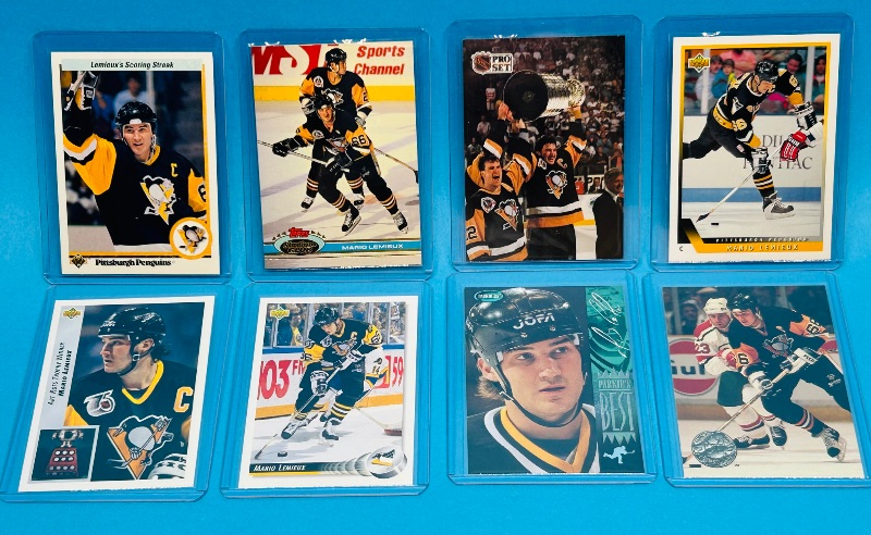 Photo 1 of 593636…8 Mario Lemieux cards in hard plastic sleeves 