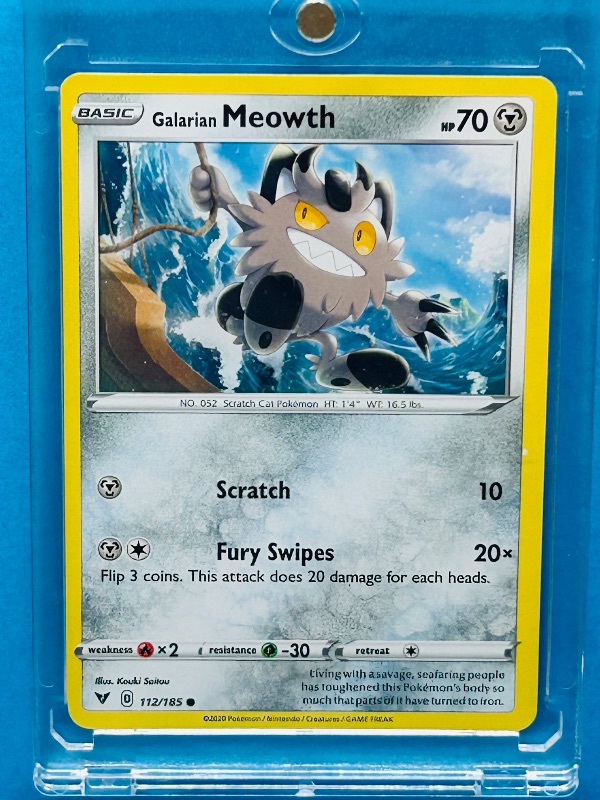 Photo 1 of 593637…Meowth Pokémon card in hard plastic case
