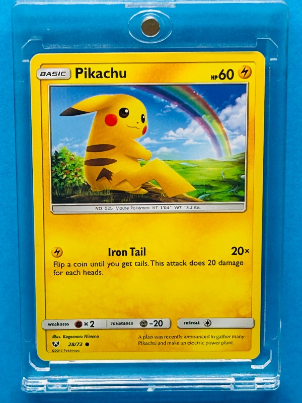 Photo 1 of 593643…Pikachu Pokémon card in hard plastic case