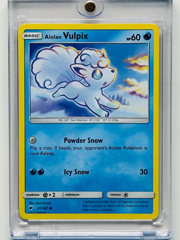 Photo 1 of 593644…Alolan Vulpix  Pokémon card in hard plastic case