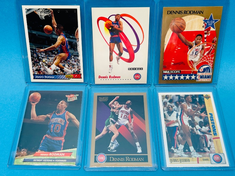 Photo 1 of 593646…6 Dennis Rodman cards in hard plastic sleeves