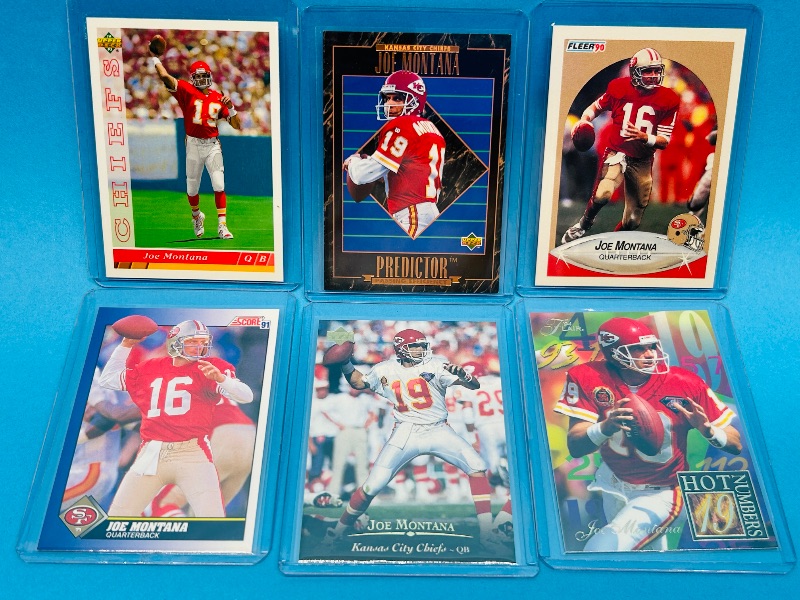 Photo 1 of 593647…6 Joe Montana cards in hard plastic sleeves 