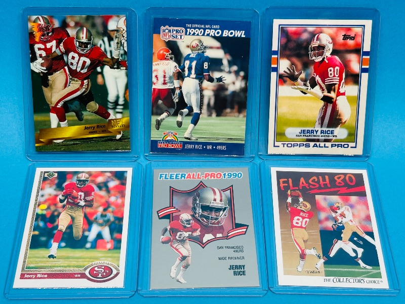 Photo 1 of 593650…6 Jerry Rice cards in hard plastic sleeves