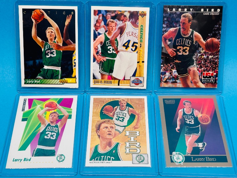 Photo 1 of 593651…6 Larry bird cards in hard plastic sleeves 