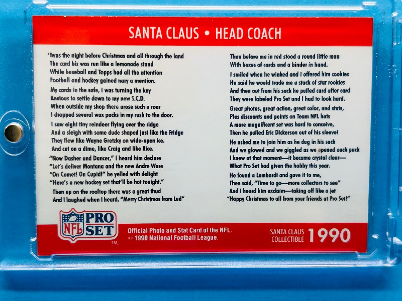 Photo 1 of 593653…NFL Pro Set Santa head coach card in hard plastic case