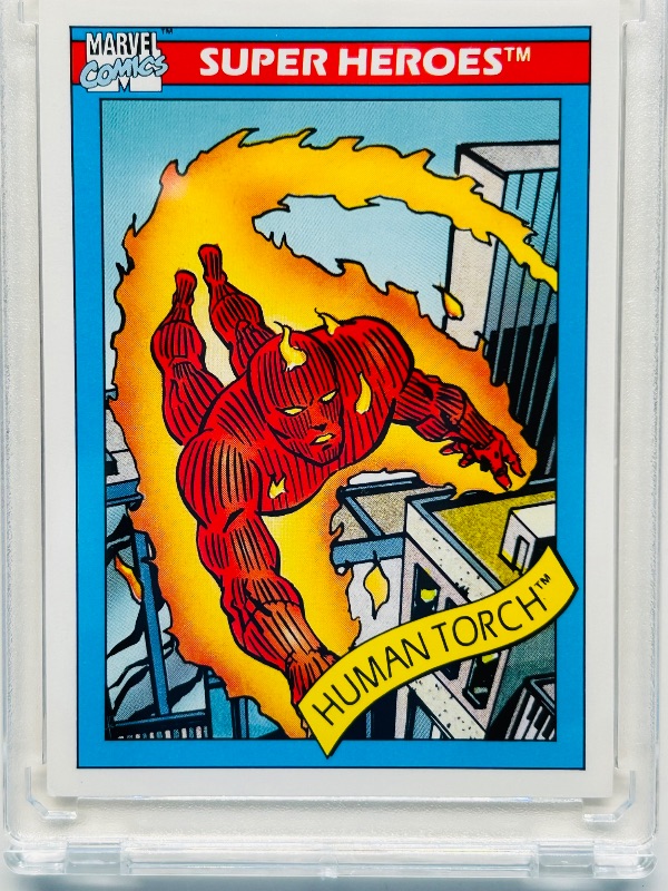 Photo 1 of 593667…Human-Torch Marvel card  in hard plastic case