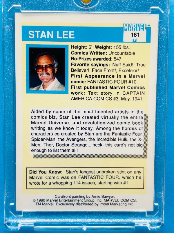 Photo 1 of 593670…Stan Lee  Marvel card in hard plastic case
