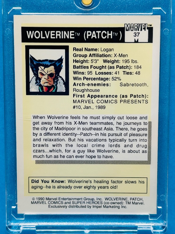 Photo 1 of 593674…Wolverine Marvel card in hard plastic case
