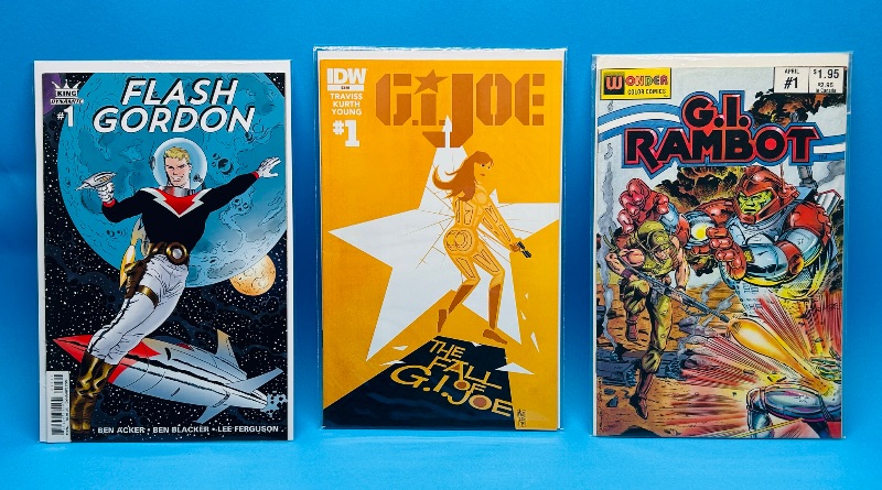 Photo 1 of 593688…3  comics all #1’s in plastic sleeves 