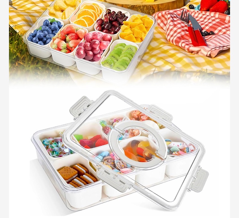 Photo 1 of 593698…portable snack tray with 8 compartments- seals veggies, snacks, etc.