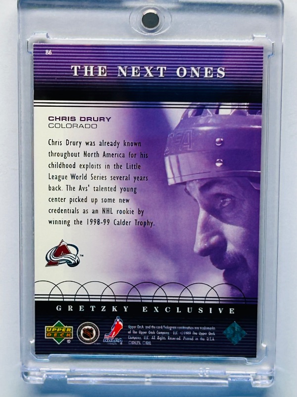 Photo 1 of 593710…Chris Drury Gretzky exclusive holo card 86 in hard plastic case