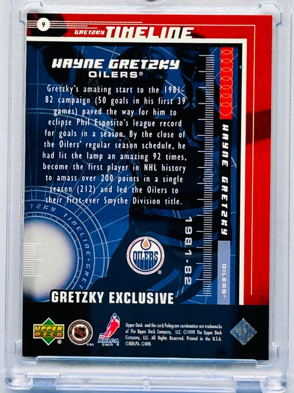 Photo 1 of 593711…Wayne Gretzky card 9 in hard plastic case