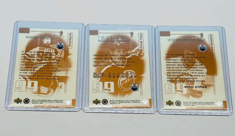 Photo 1 of 593716…3 Wayne Gretzky cards in hard plastic sleeves 