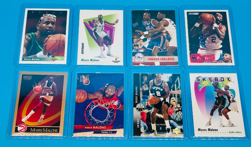 Photo 1 of 593723…8 Moses Malone  cards in hard plastic sleeves 