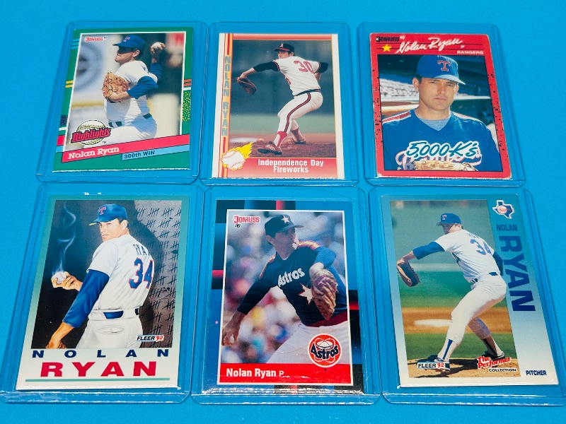 Photo 1 of 593724…6 Nolan Ryan cards in hard plastic sleeves