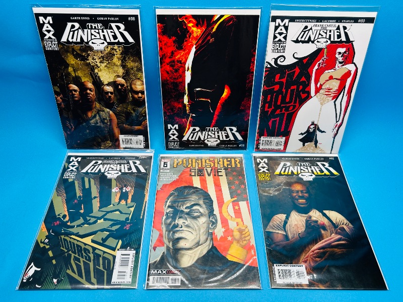 Photo 1 of 593727…Explicit content- for adults 6 punisher  comics in plastic sleeves 