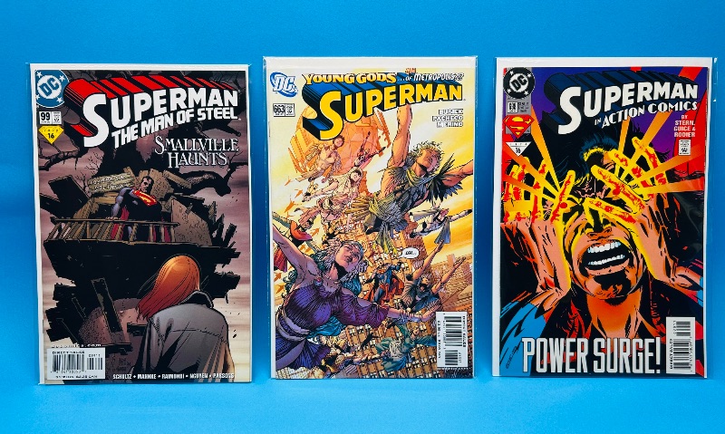 Photo 1 of 593734…3 Superman  comics in plastic sleeves 