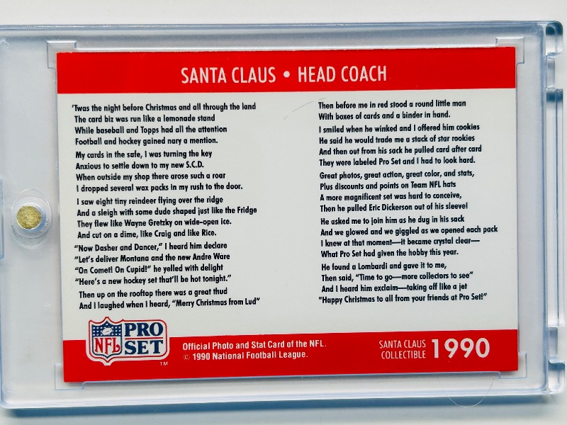 Photo 1 of 593806…NFL Pro Set Santa head coach card in hard plastic case 