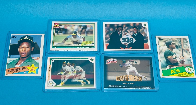 Photo 1 of 593813…6 Rickey Henderson  cards in hard plastic sleeves 