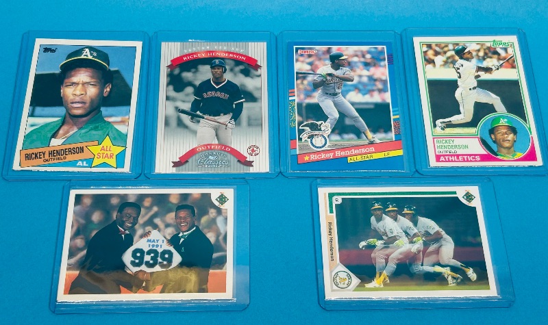 Photo 1 of 593814…6 Rickey Henderson  cards in hard plastic sleeves 