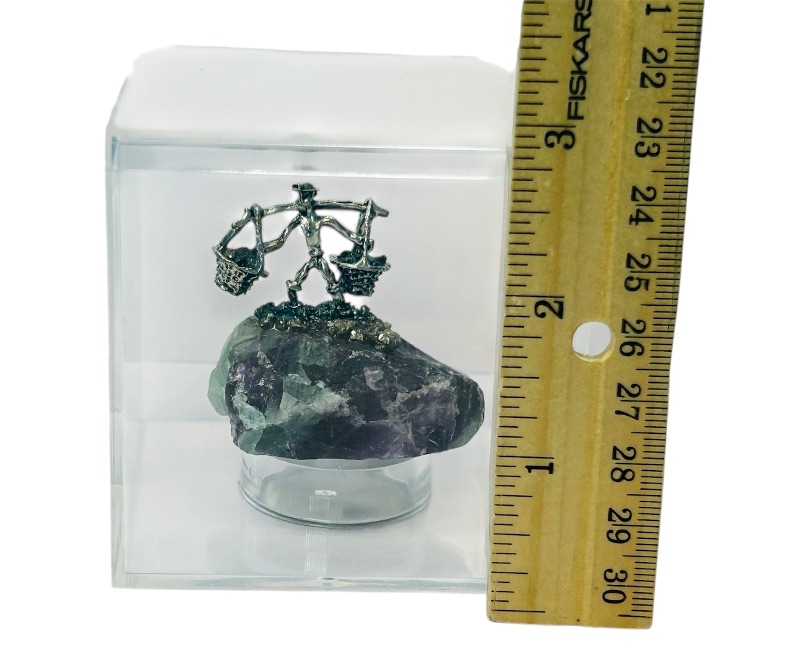 Photo 1 of 593825…miner on fluorite rock in 3 x 3” display