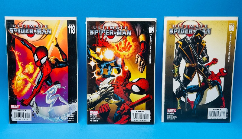 Photo 1 of 593867…3 Ultimate Spiderman  comics in plastic sleeves 