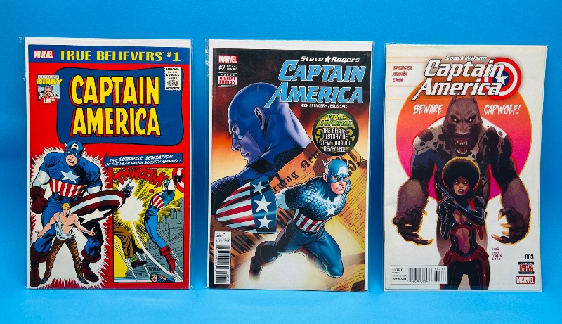 Photo 1 of 593873…3 captain America  comics in plastic sleeves 