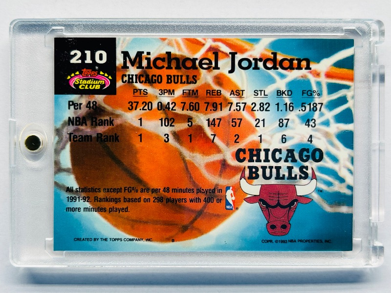 Photo 1 of 593913… Michael Jordan card 210 in hard plastic case