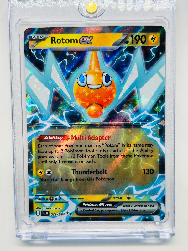 Photo 1 of 593963…holo Rotom EX  Pokémon card in hard plastic case