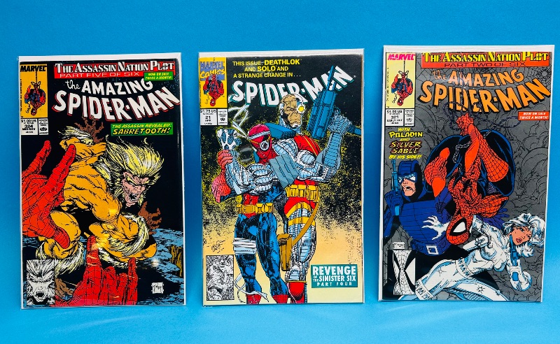 Photo 1 of 593967…3 vintage Spider-Man comics in plastic sleeves 