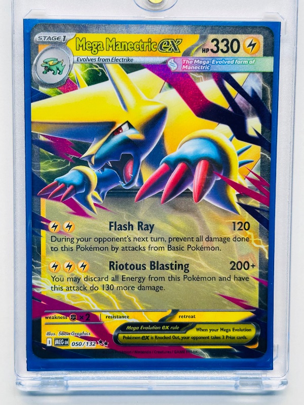 Photo 1 of 593971…mega Manectric EX  Pokemon card in hard plastic case