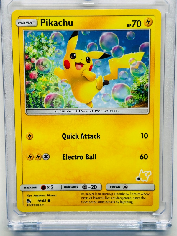 Photo 1 of 593975…Pikachu  Pokemon card in hard plastic case