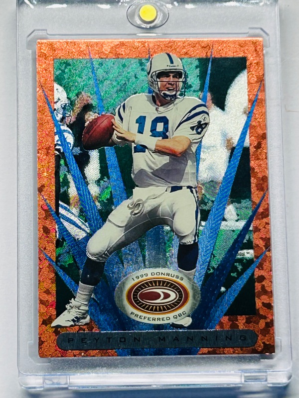 Photo 1 of 593986…Peyton Manning refractor card 28  in hard plastic case