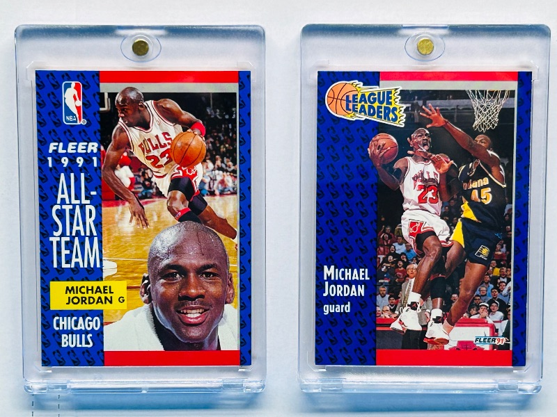 Photo 1 of 593992…2 Michael Jordan cards  in hard plastic cases