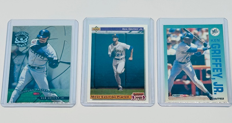 Photo 1 of 594004…3 Ken Griffey Jr. cards in hard plastic sleeves 
