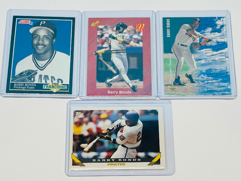 Photo 1 of 594005…4 Barry Bonds cards in hard plastic sleeves 
