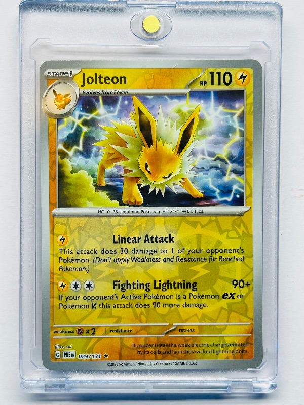 Photo 1 of 594006…Jolteon reverse  holo Pokémon card in hard plastic case
