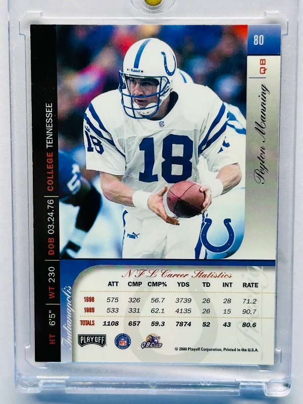 Photo 1 of 594007…Peyton Manning foil card in hard plastic case