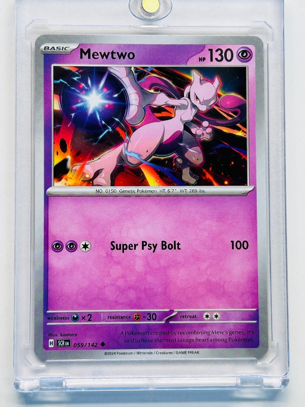 Photo 1 of 594025…Mewtwo  Pokemon card in hard plastic case