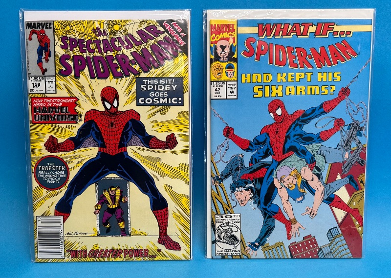 Photo 1 of 594070…2 vintage Spider-Man comics in plastic sleeves 
