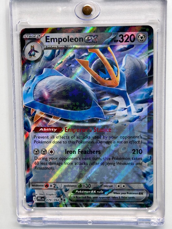 Photo 1 of 594080…holo Empoleon EX Pokémon card in hard plastic case