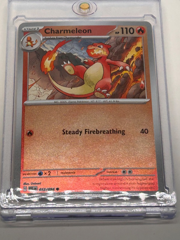 Photo 1 of 594081…holofoil Charmeleon Pokémon card in hard plastic case