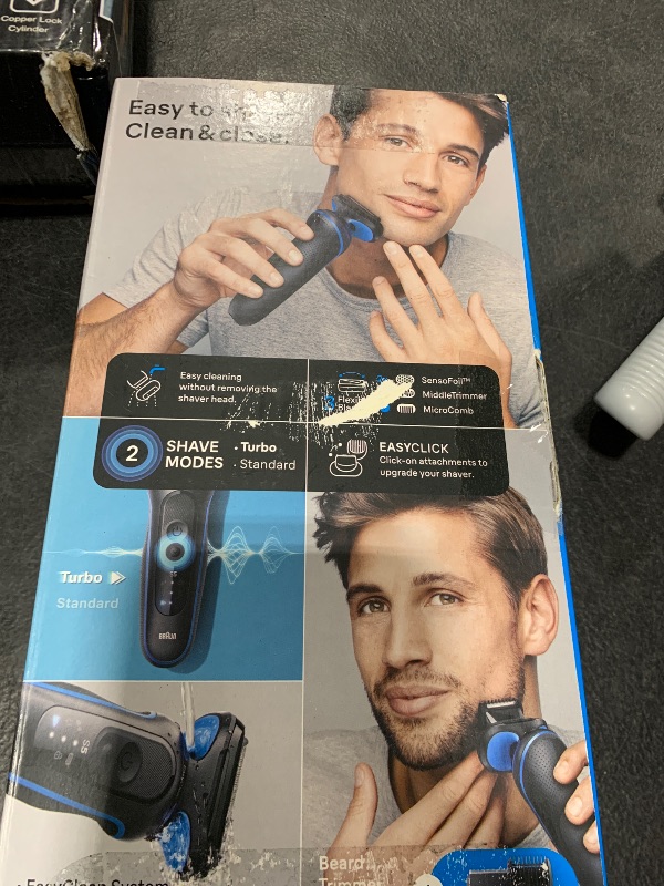 Photo 1 of Braun Electric Shaver for Men, Series 5 5120s, Wet & Dry Shave, Turbo Shaving Mode, Foil Shaver, Engineered in Germany, with Beard Trimmer & Attachments, Blue