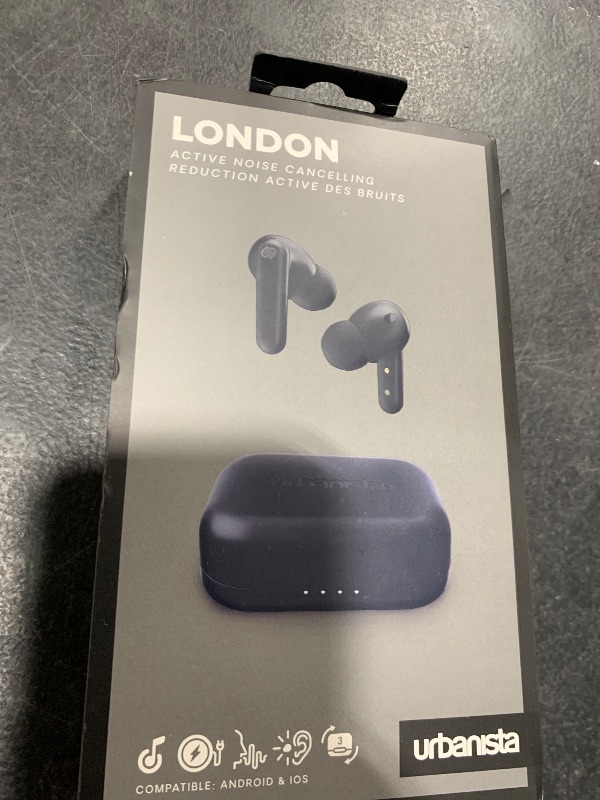 Photo 1 of Urbanista True Wireless Earbuds Headphones with Active Noise Cancelling, 25 Hours Playtime, Touch Controls & 6 Microphones for Clear Calling, Bluetooth 5.0 Earphones, London, Black