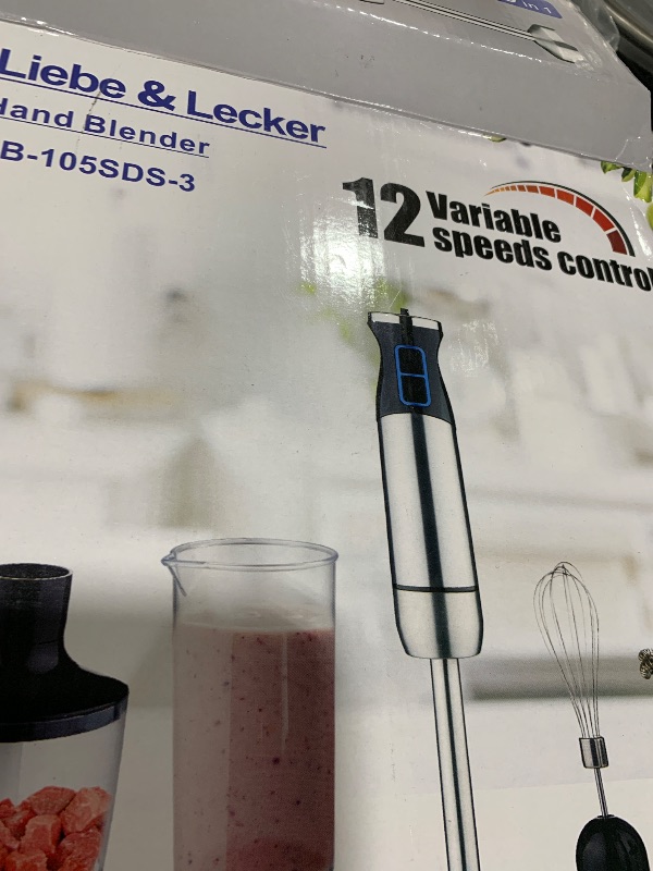 Photo 1 of Liebe&Lecker 5 IN 1 Hand Blender, Immersion Blender 8-Speed with Whisk, Milk Frother Attachments, Portable Stick Mixer for Baby food, Smoothies & Soups. (Corded 1095)