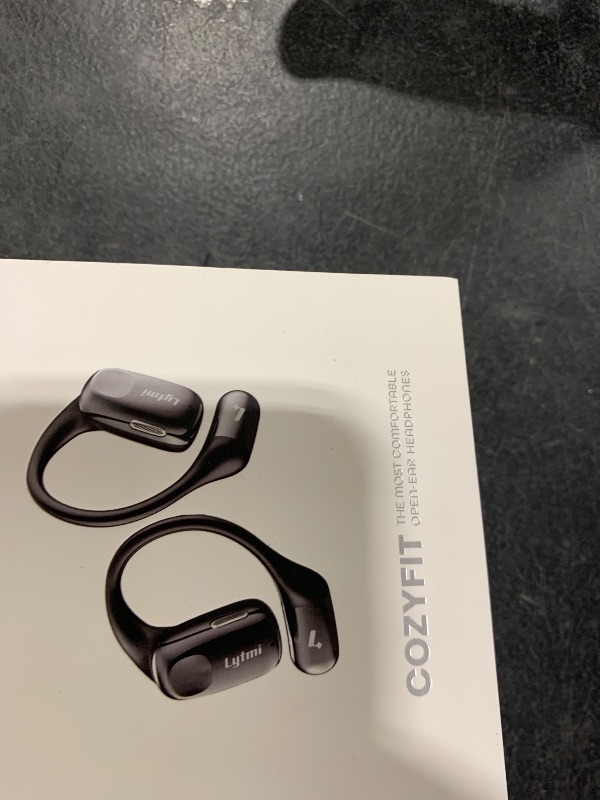 Photo 1 of Lytmi CozyFit Open Ear Headphones, 0.23oz Ultra-Light Comfortable Wireless Earbuds, 0.6mm Thinnest Earhooks, Bluetooth 5.4, Clear Audio, 30 HRS Playtime, IPX5 Waterproof Earphones with Mic (Black)