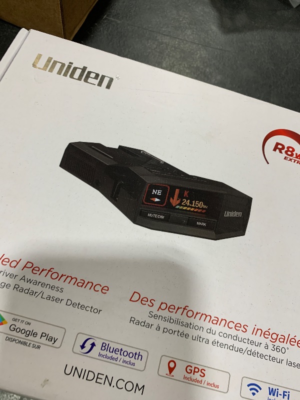 Photo 1 of Uniden R8W (New Model) Extreme Long Range Laser/Radar Detector, 360° Awareness, Directional Arrows, Wi-Fi, Bluetooth, GPS, Real-Time Voice Alerts, Red Light & Speed Camera Alerts, R/TACH App