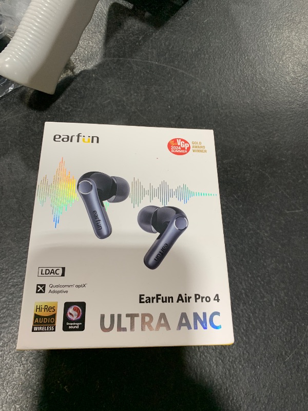 Photo 1 of EarFun Air Pro 4 Adaptive Hybrid Noise Canceling Wireless Earbuds, Qualcomm Snapdragon Sound, aptX™ Lossless, 6 Mics AI CVC 8.0 Call, LDAC Hi-Res Audio, 52H Playtime, Bluetooth 5.4, in-Ear Detection