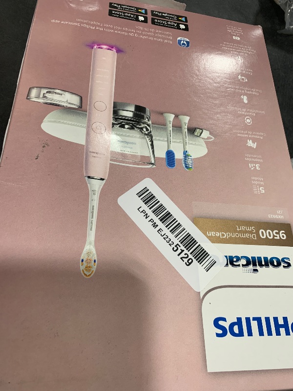 Photo 1 of Philips Sonicare DiamondClean Smart 9500 Electric Toothbrush, Sonic Toothbrush with App, Pressure Sensor, Brush Head Detection, 5 Brushing Modes and 3 Intensity Levels, Pink, Model HX9923/21